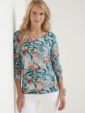 TOMMY BAHAMA Tropical Floral Lightweight Cotton Knit Pullover Sweater - Size XS